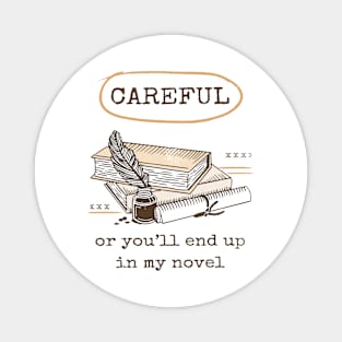 Funny Writer Quote Book Pile Cartoon Magnet